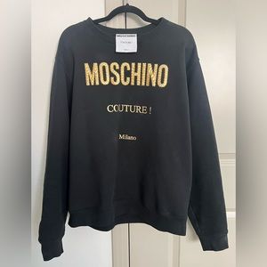 Moschino Couture Virgin Wool Graphic Print Long Sleeve Pullover